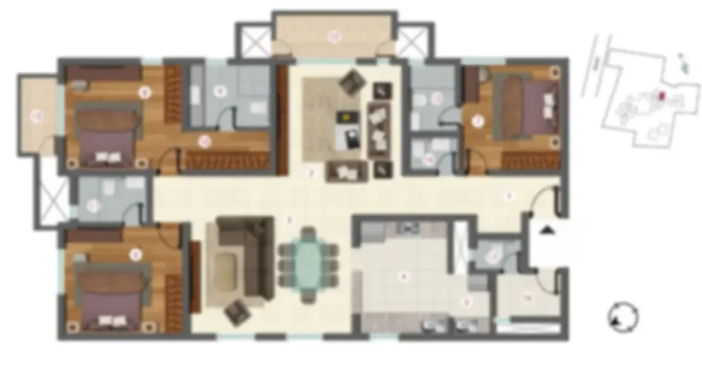 Century Regalia 3 BHK apartment floor plan by Century Real Estate located at Domlur, Indiranagar, Bangalore Karnataka